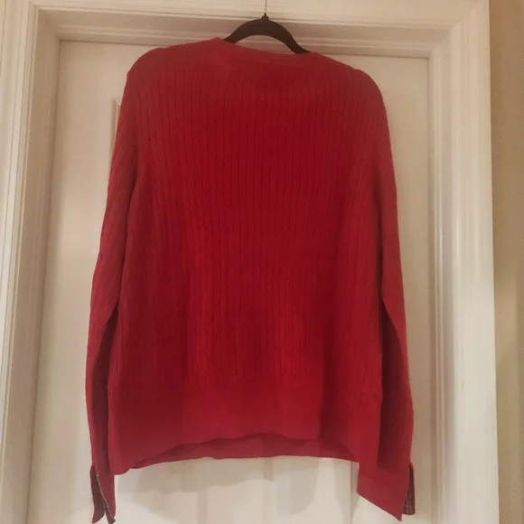 Women's Vinyard Vines Crew Neck Cable Knit Plaid Cuffed Sweater Size XL - Picture 2 of 4
